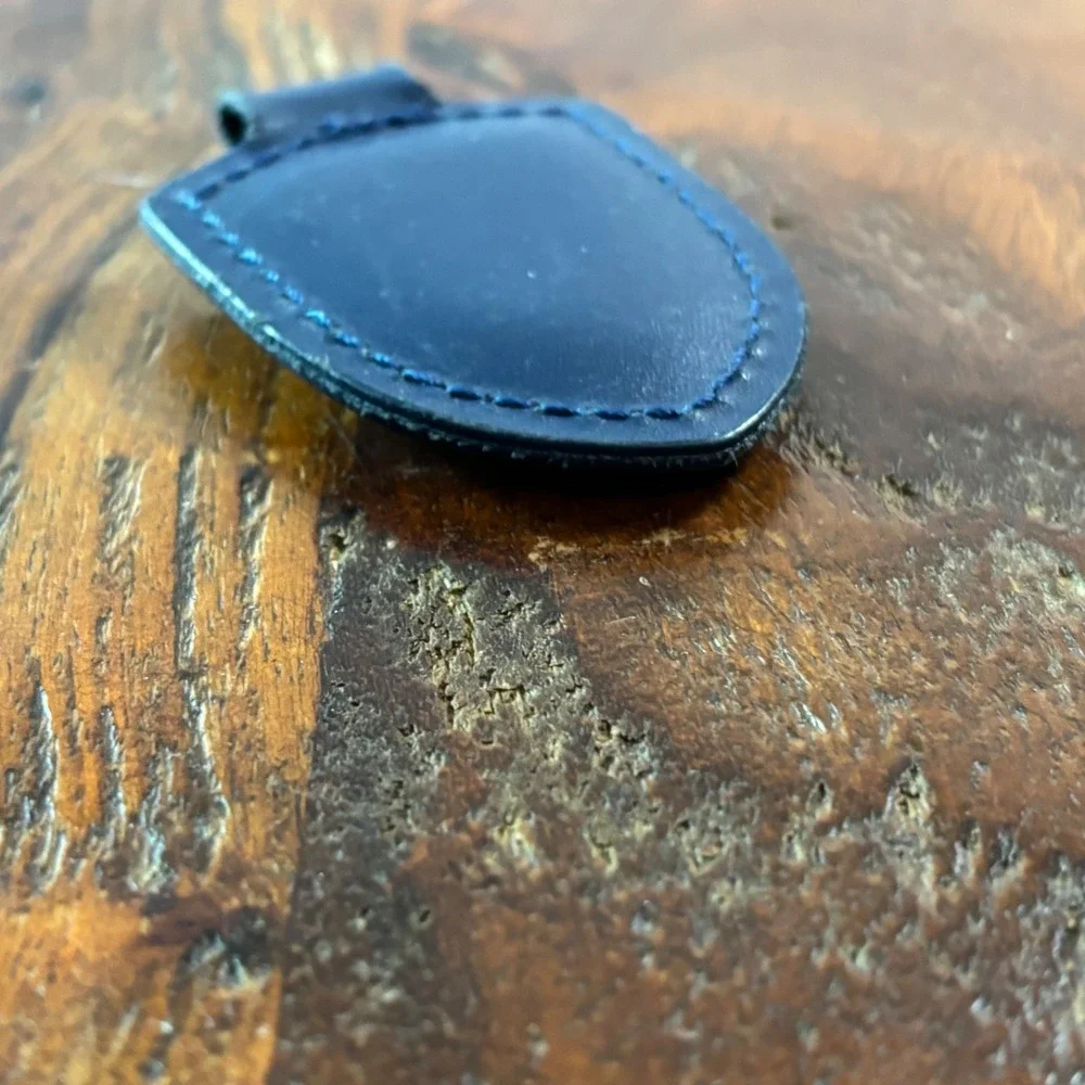 Porsche Blue Leather Crest Key Fob Stuttgart Shield Keychain Accessory